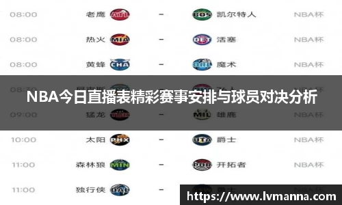 NBA今日直播表精彩赛事安排与球员对决分析